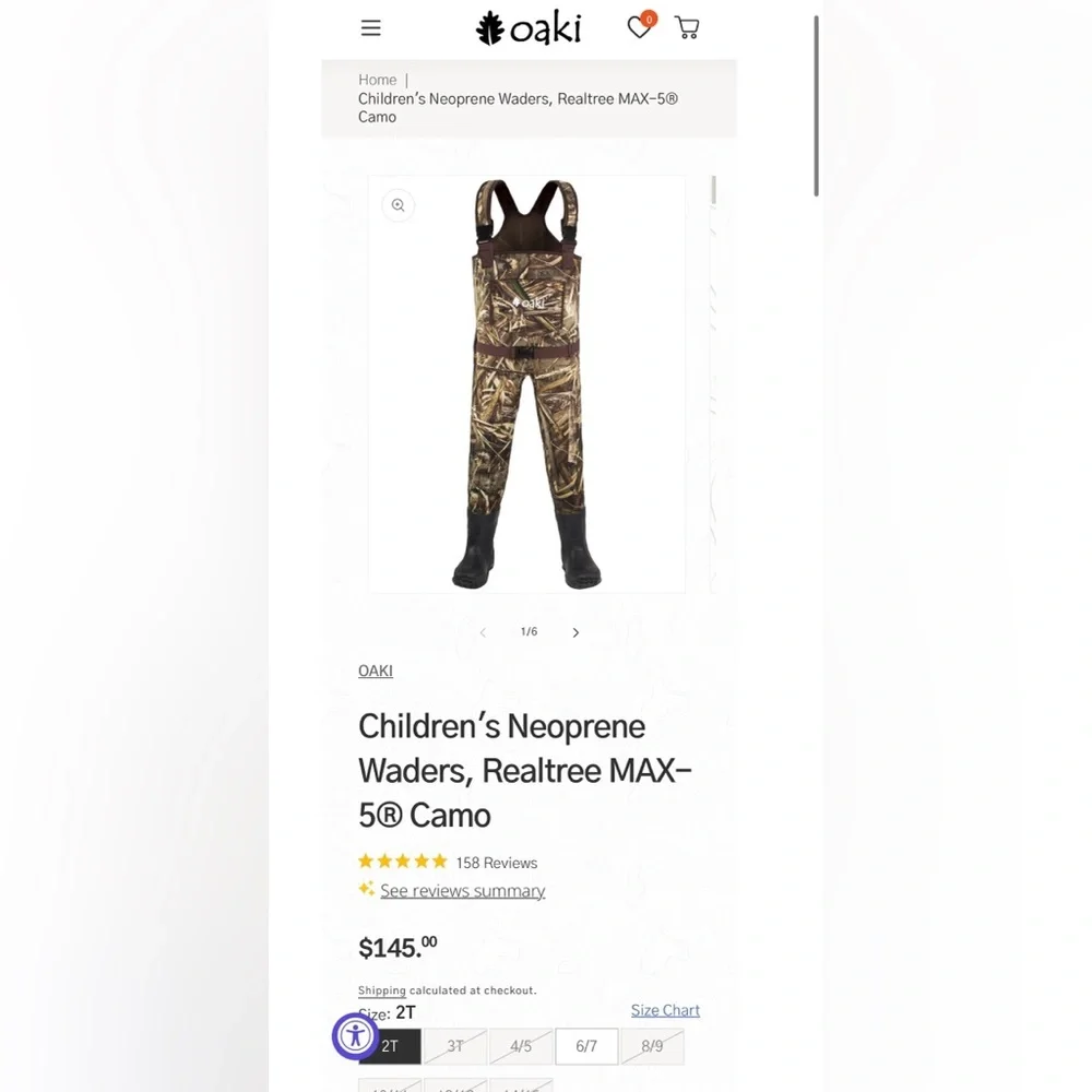 OAKI Kids Neoprene Camo Waders - Picture 2 of 12